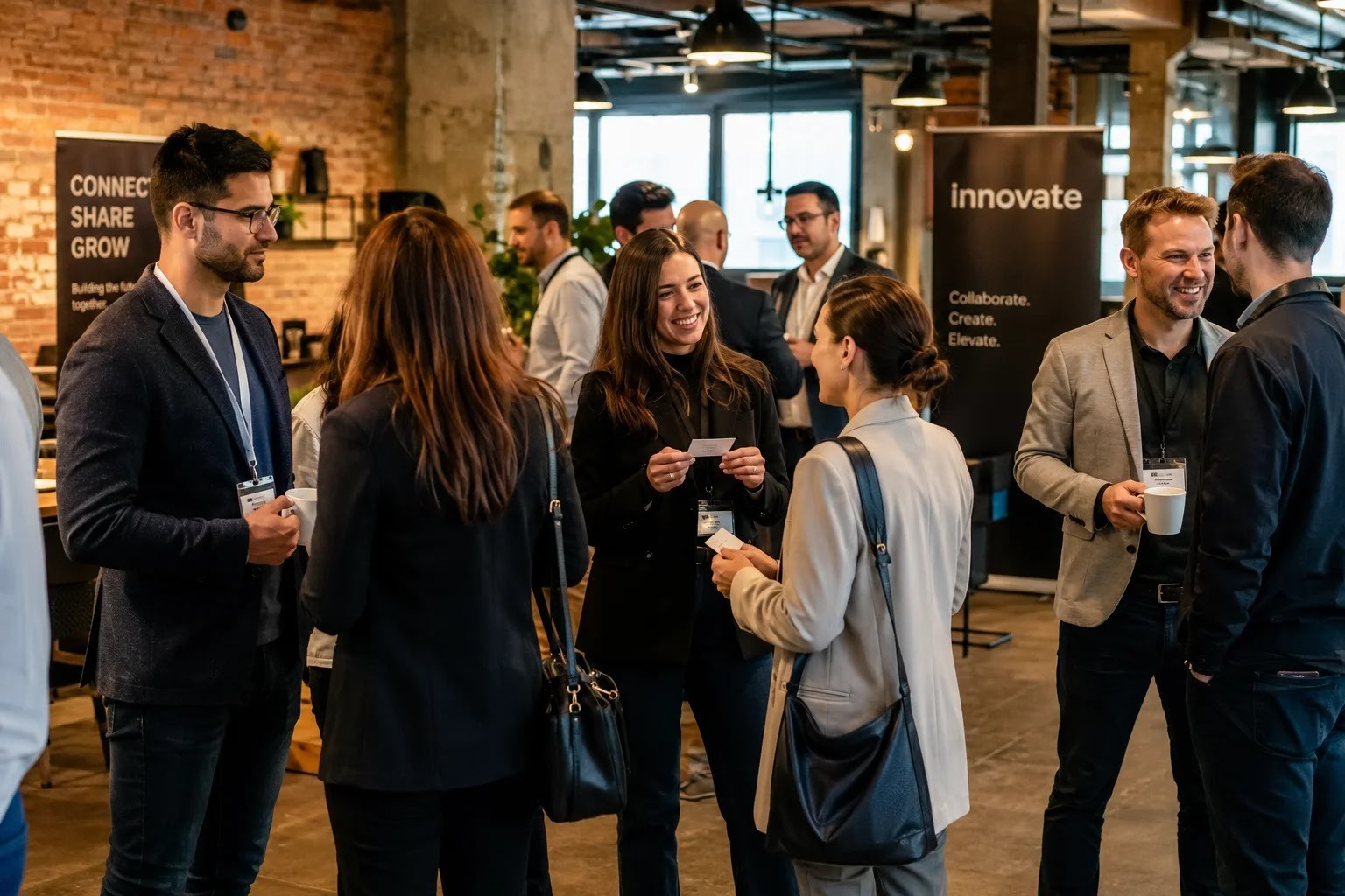 Entrepreneurs networking in a coworking space – finding first clients