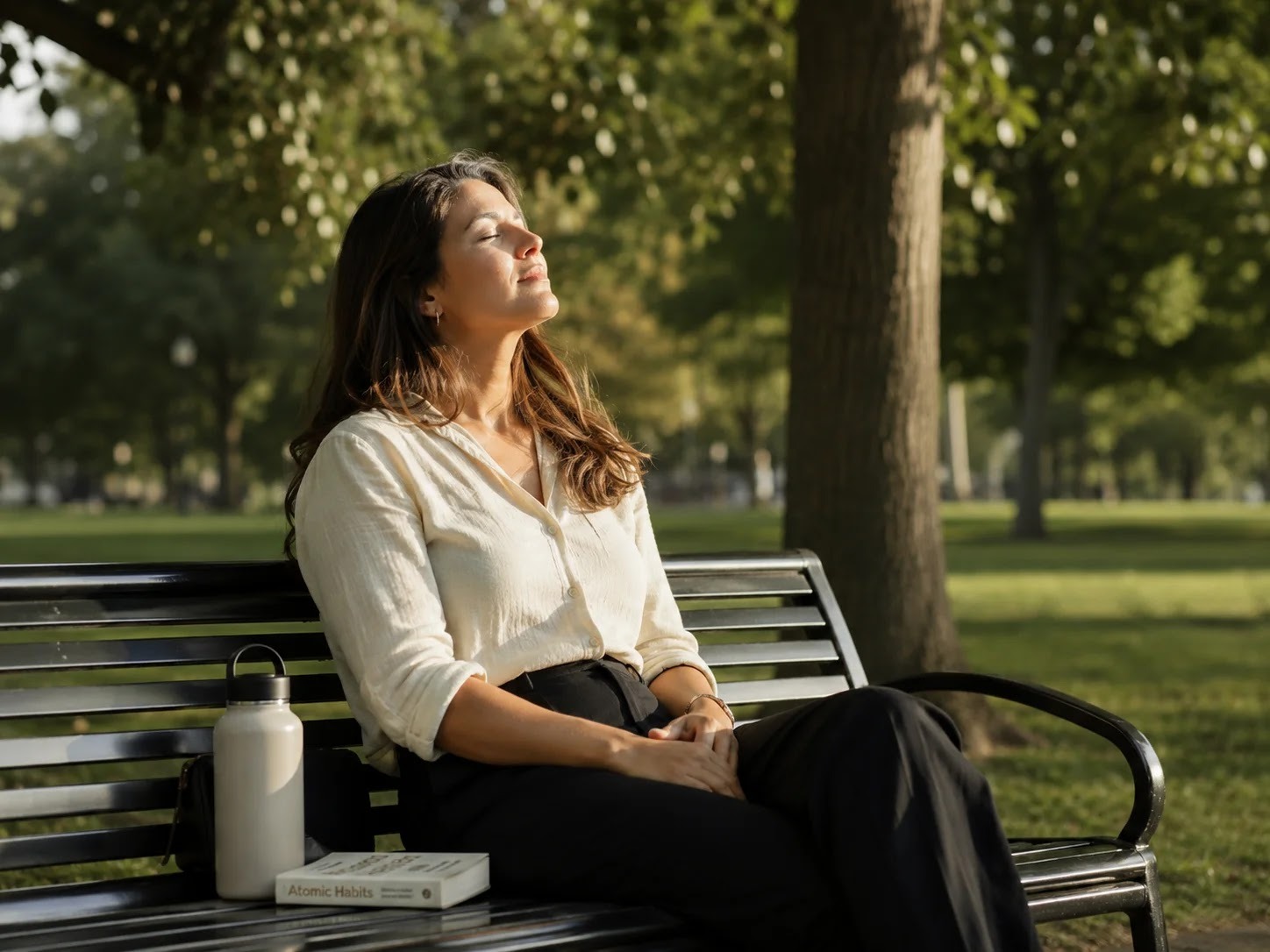 A break in nature on a bench in Tivoli Park to prevent burnout