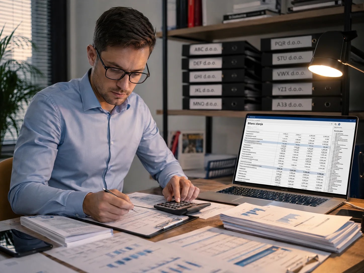Double-entry bookkeeping and an accounting service for a d.o.o.