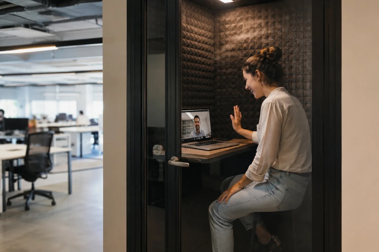 Soba za videoklice (telefonska kabina) v coworkingu makerSP_CE