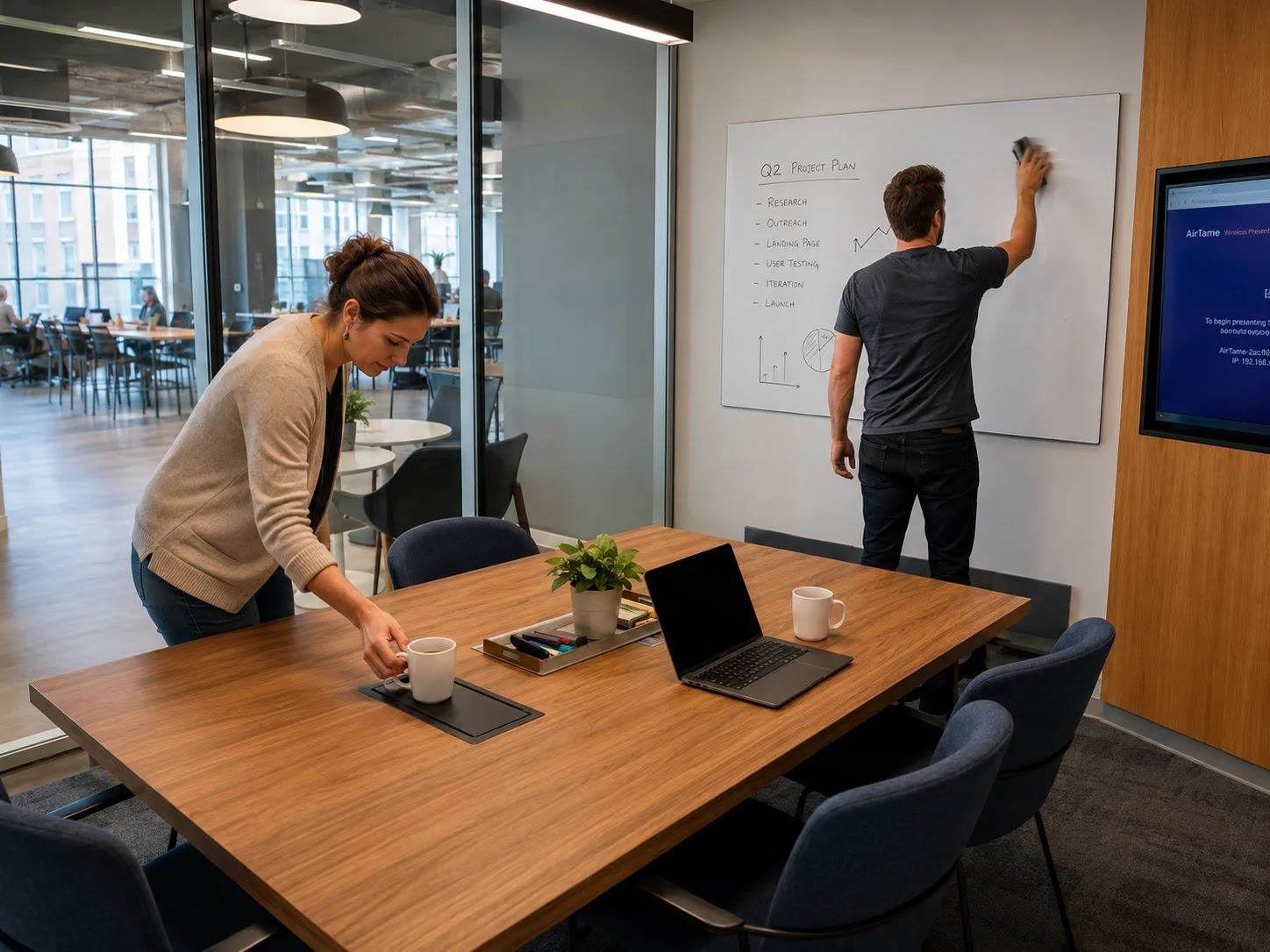 Meeting room in a coworking space for meetings