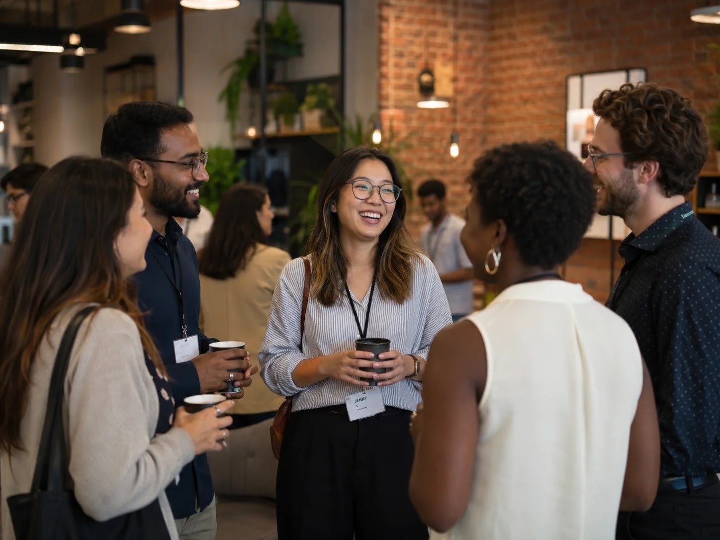 Coworking members at a networking event