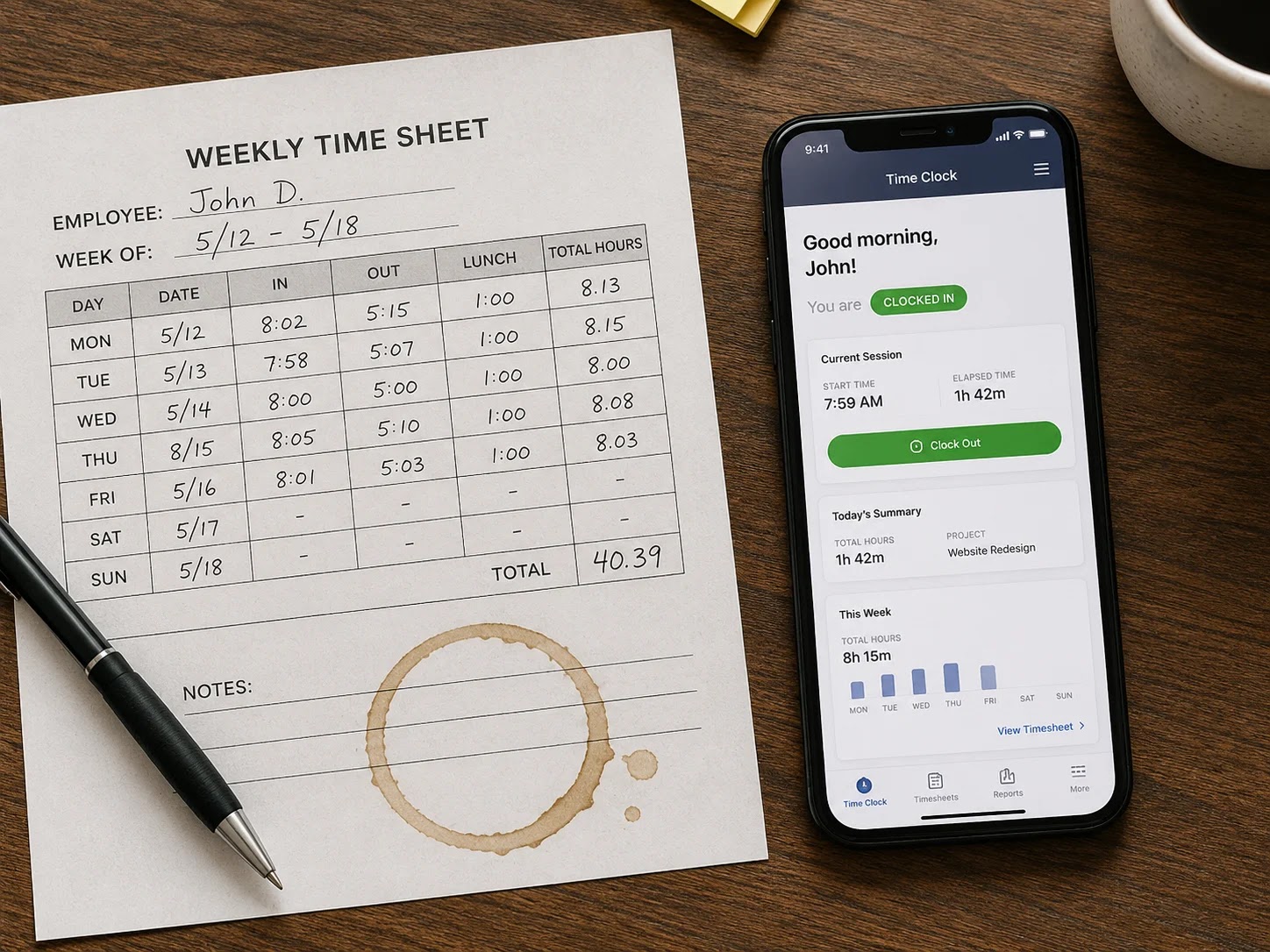 Paper and digital working-time records
