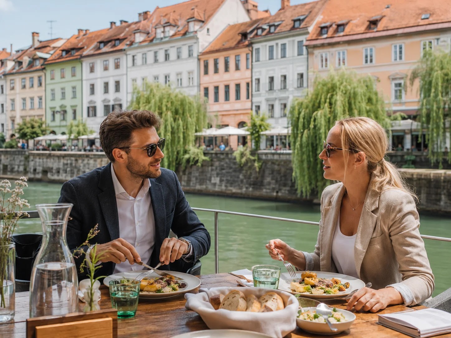 Poslovno kosilo ob reki v Ljubljani