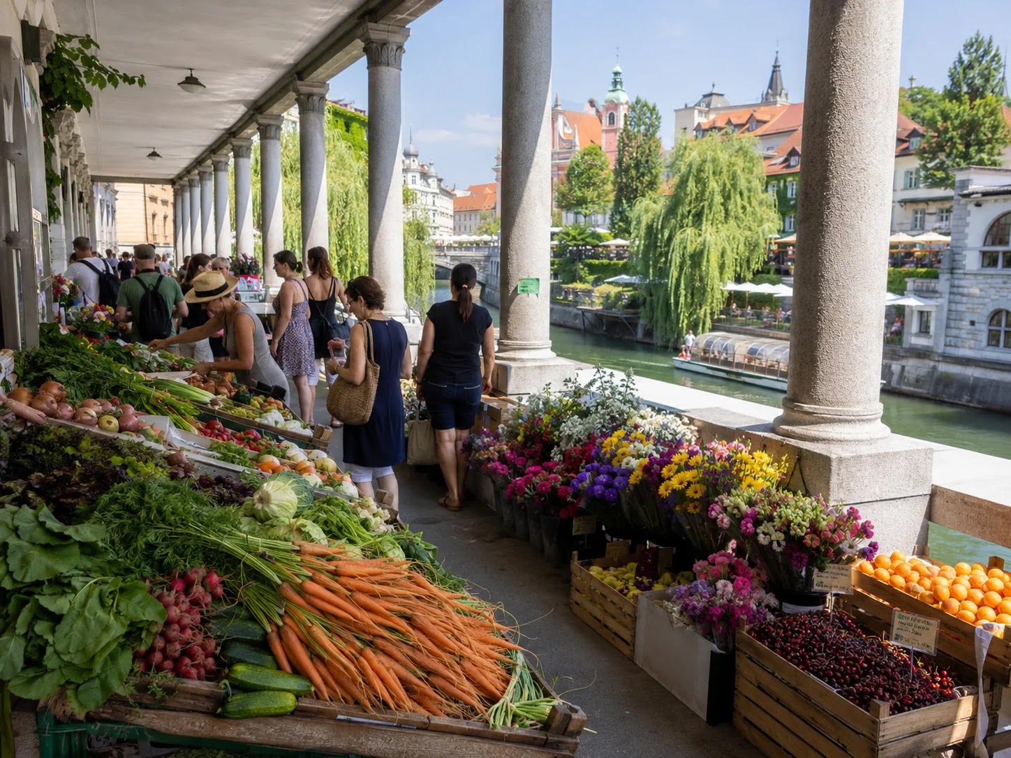 Plečnik's Central Market colonnade in Ljubljana