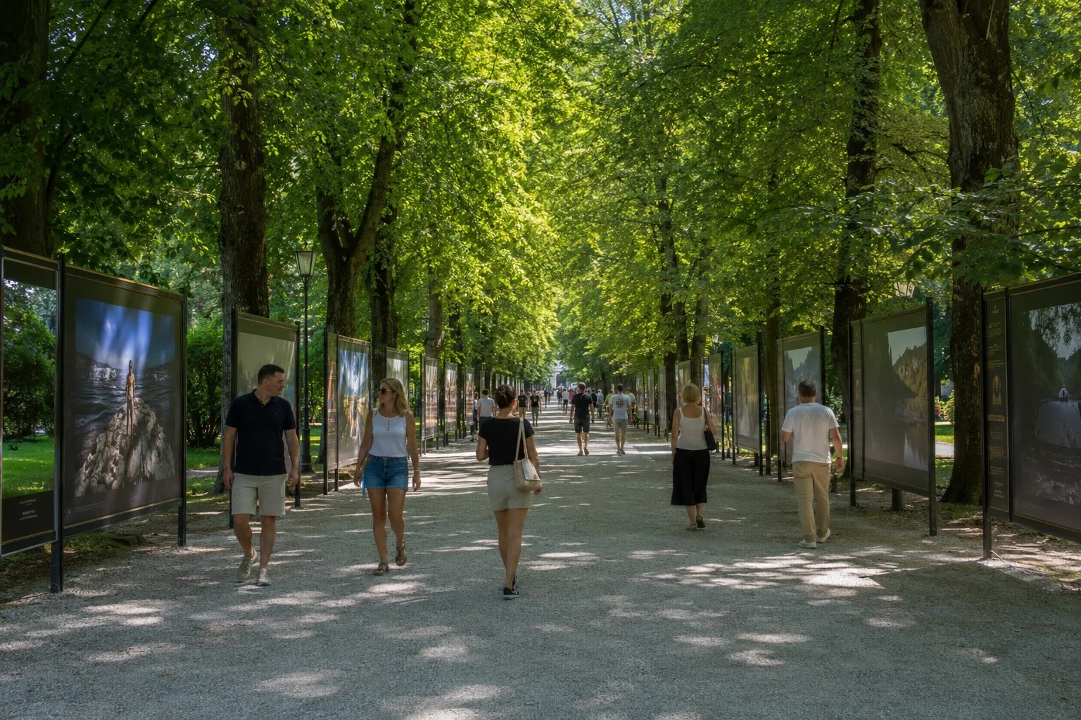 Jakopič Promenade open-air photo exhibition in Tivoli Park, Ljubljana