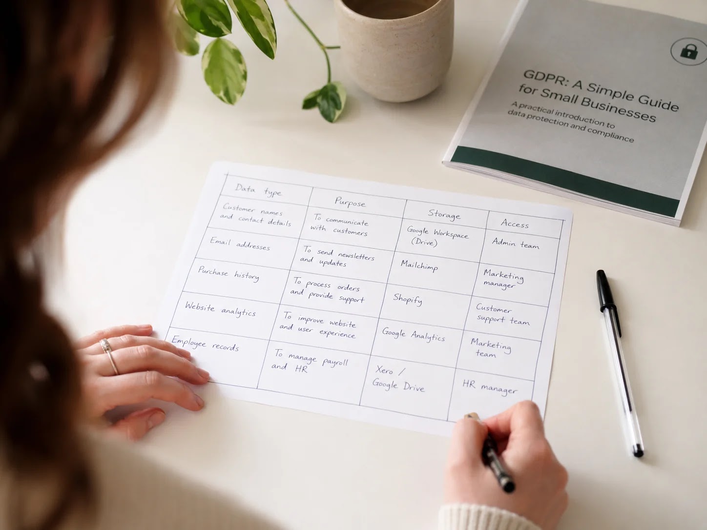 An inventory of personal data processing on paper – record of processing activities