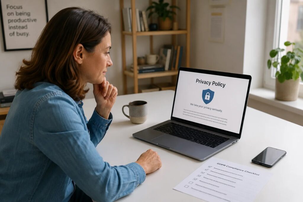 Prenosnik s kontrolnim seznamom za GDPR – varstvo osebnih podatkov v praksi