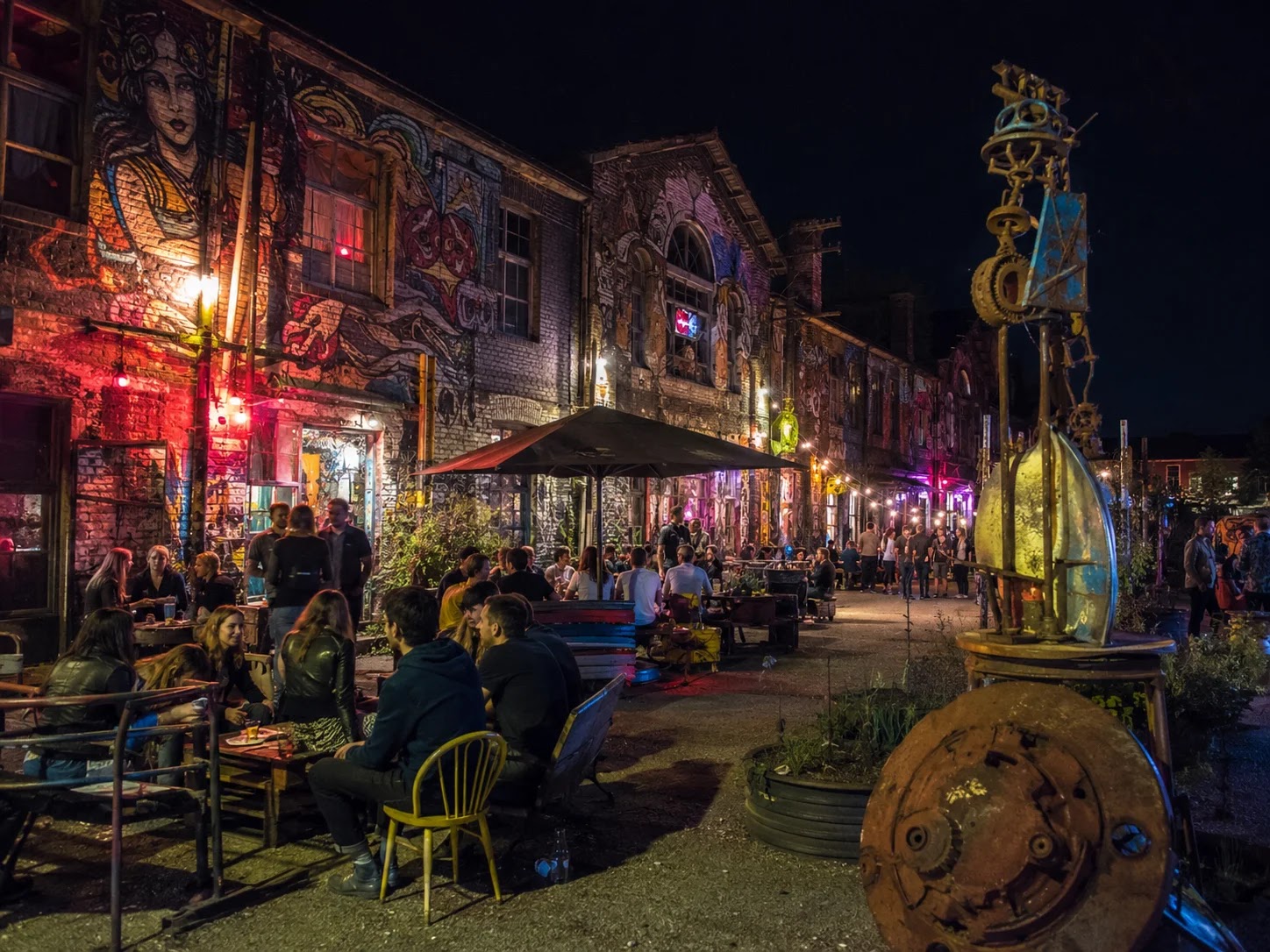 Metelkova cultural zone at night in Ljubljana