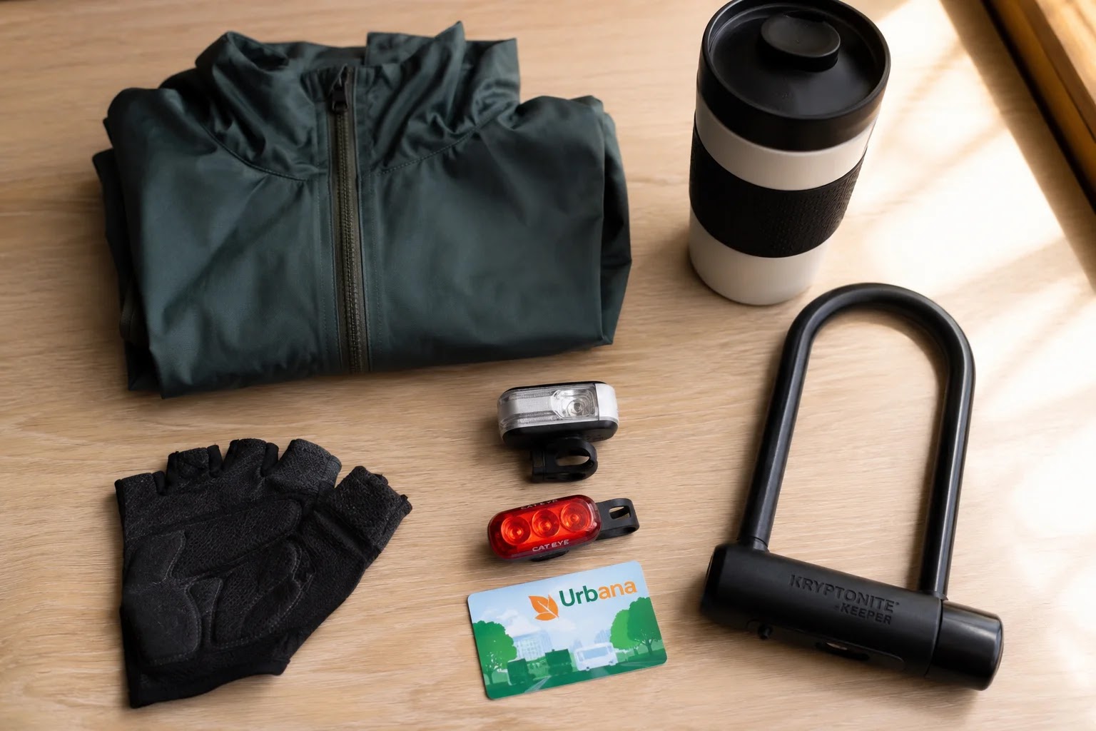 Gear for a car-free commute: lights, a lock and a rain jacket