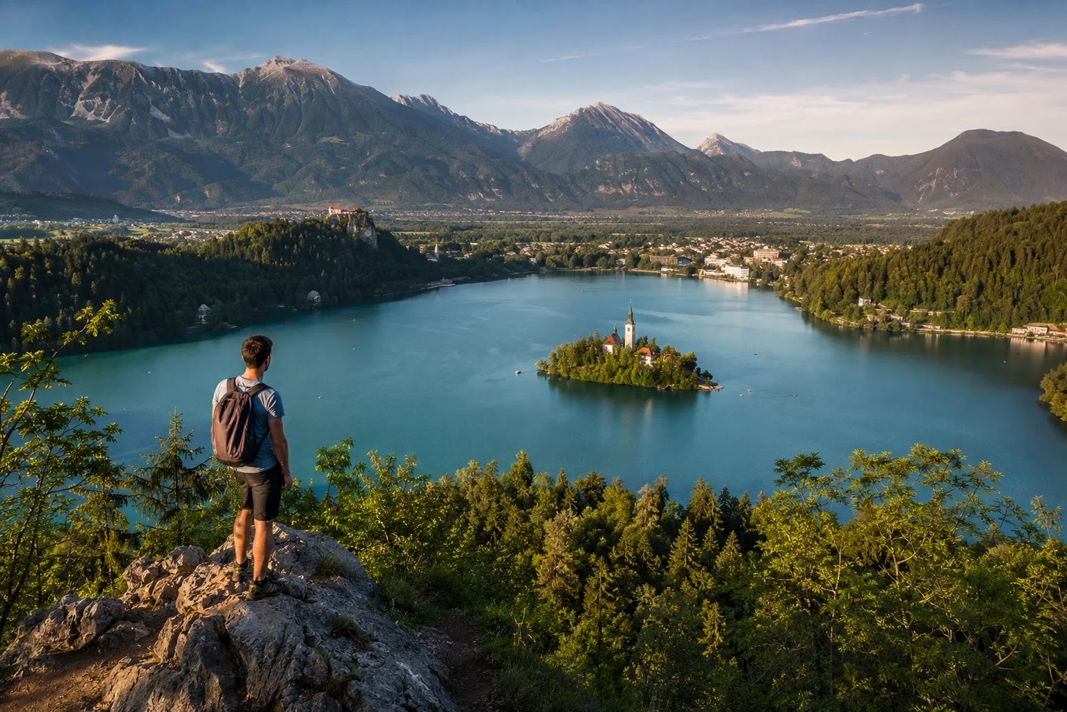 View of Lake Bled from the Ojstrica viewpoint