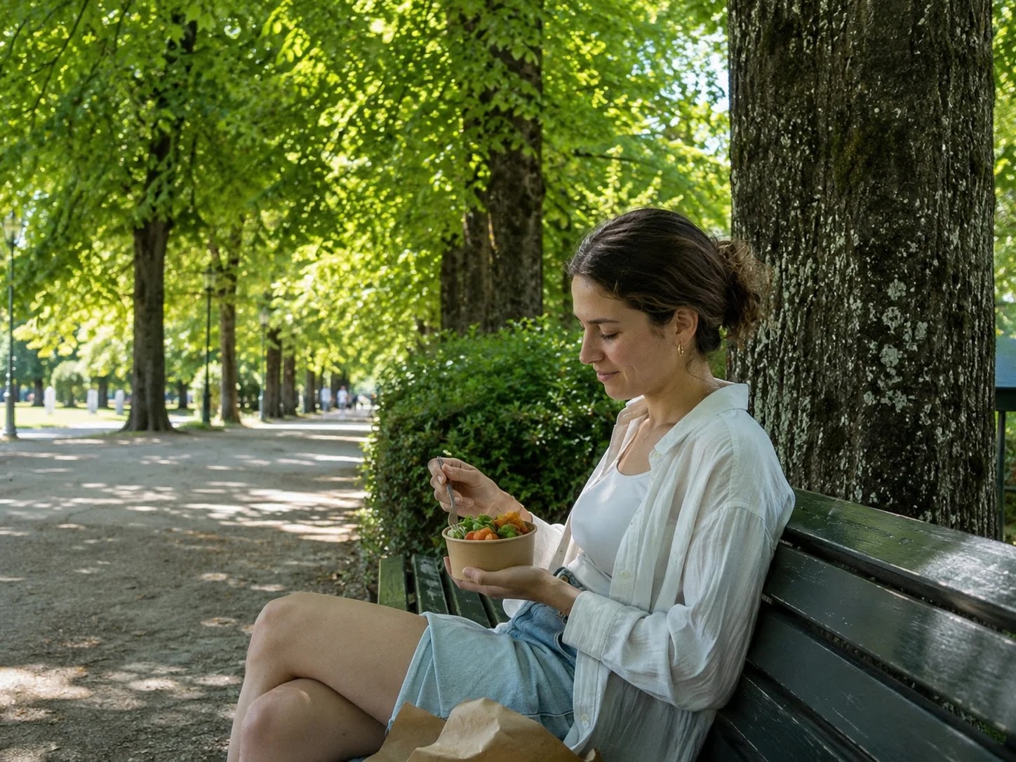 Lunch break under the trees in Tivoli Park, Ljubljana