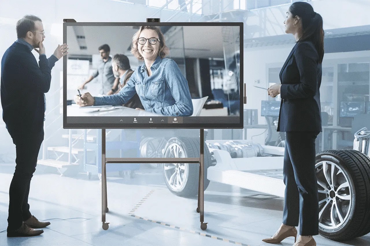 Video presentation of a business idea on a large screen