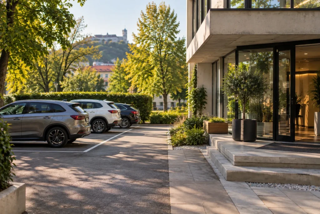 Pisarna z brezplačnim parkiriščem Ljubljana – zasebno parkirišče tik ob vhodu v makerSP_CE