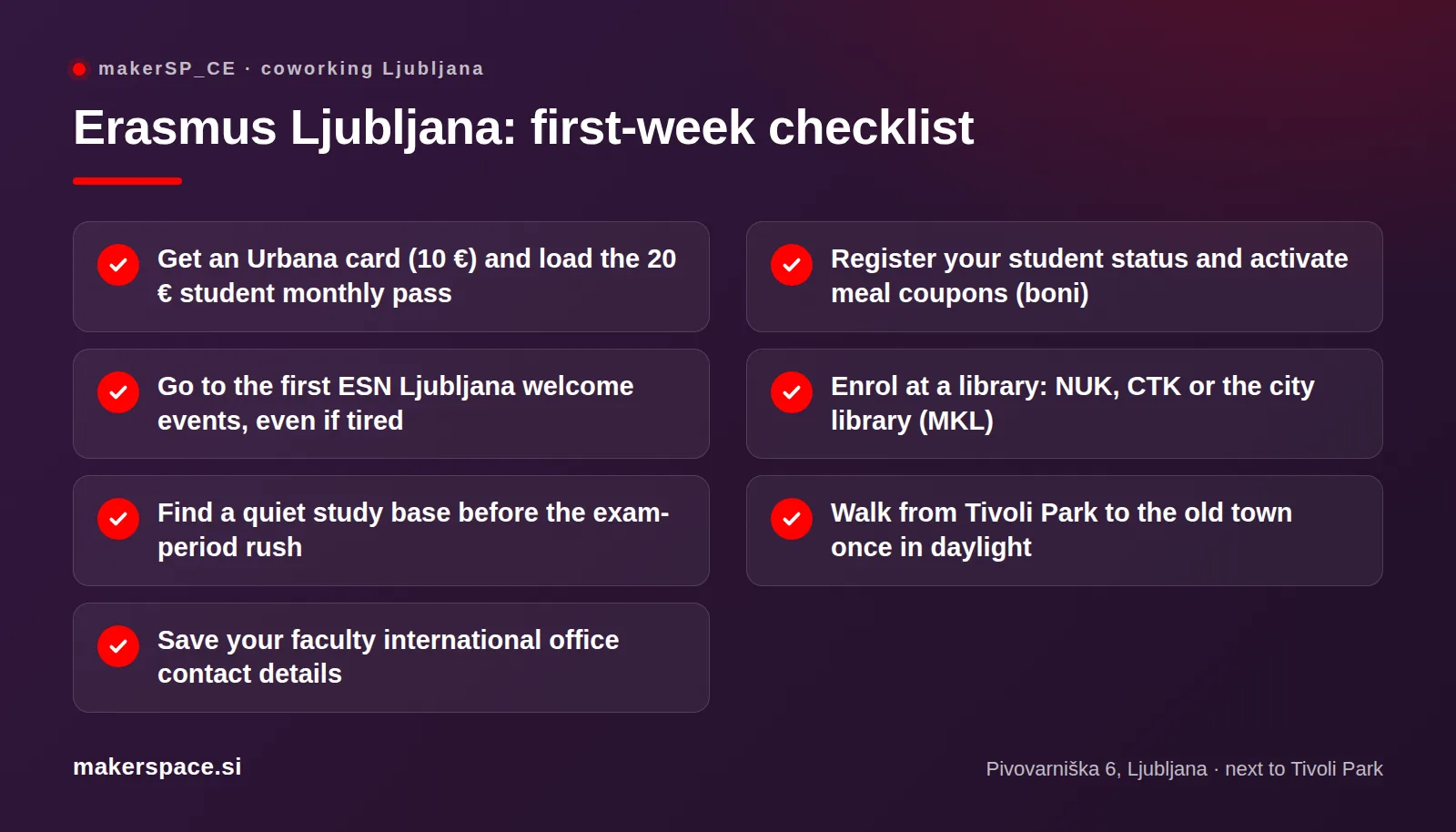 First-week checklist for Erasmus students in Ljubljana