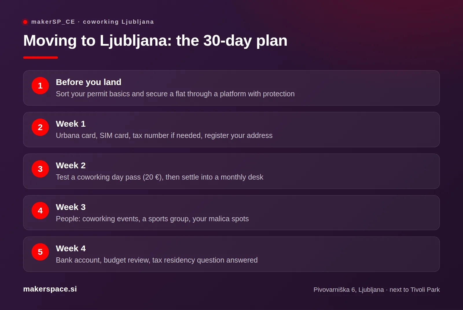 Week-by-week steps for moving to Ljubljana as a remote worker