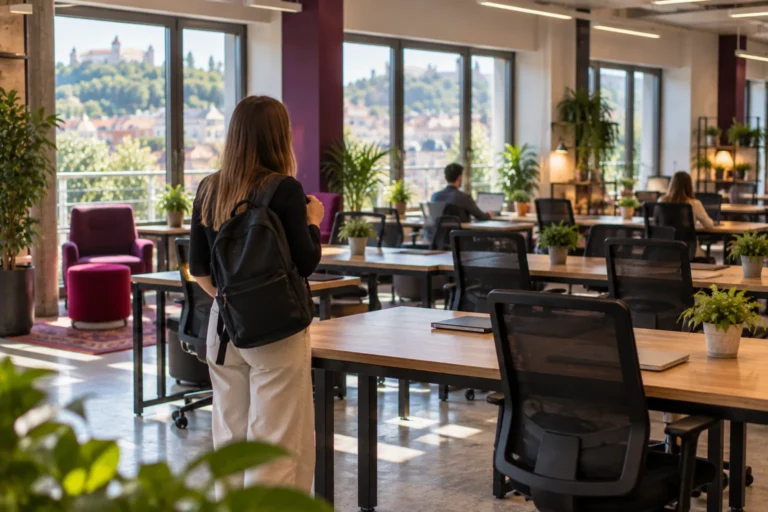 Choosing a free seat among identical desks, the hot desk side of hot desk vs dedicated desk