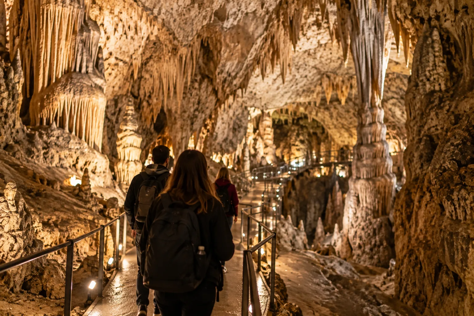 Karst cave walkway in warm light, the half-day trip that caps a Ljubljana workation